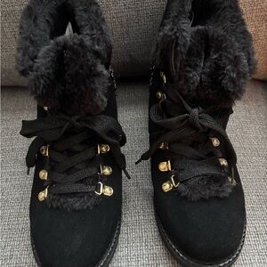 Jack Rogers Charlie Mixed Media Leather Closed Toe Black Tweed Sz 8M MSRP $ 169